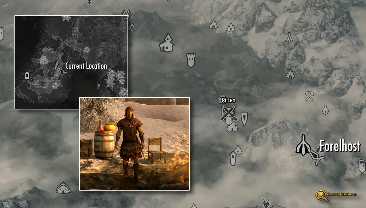 Screenshot showing Captain Valmir waiting outside Forelhost.